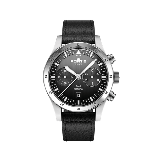 FORTIS Flieger F-43 Bicompax - Black - The Independent CollectiveFORTIS Flieger F-43 Bicompax - Black