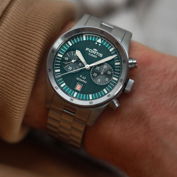 FORTIS Flieger F-43 Bicompax - Petrol - The Independent CollectiveFORTIS Flieger F-43 Bicompax - Petrol