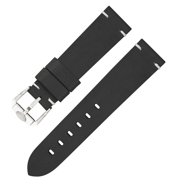 SQUALE STRAP - Black Leather Strap 20mm - The Independent CollectiveSQUALE STRAP - Black Leather Strap 20mm