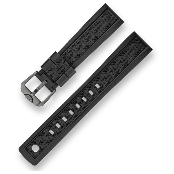 SQUALE STRAP - Black Von Buren Pro Rubber Strap 20mm - The Independent CollectiveSQUALE STRAP - Black Von Buren Pro Rubber Strap 20mm