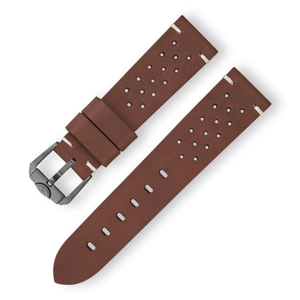 SQUALE STRAP - Perforated Dark Brown Leather Strap 22mm - The Independent CollectiveSQUALE STRAP - Perforated Dark Brown Leather Strap 22mm